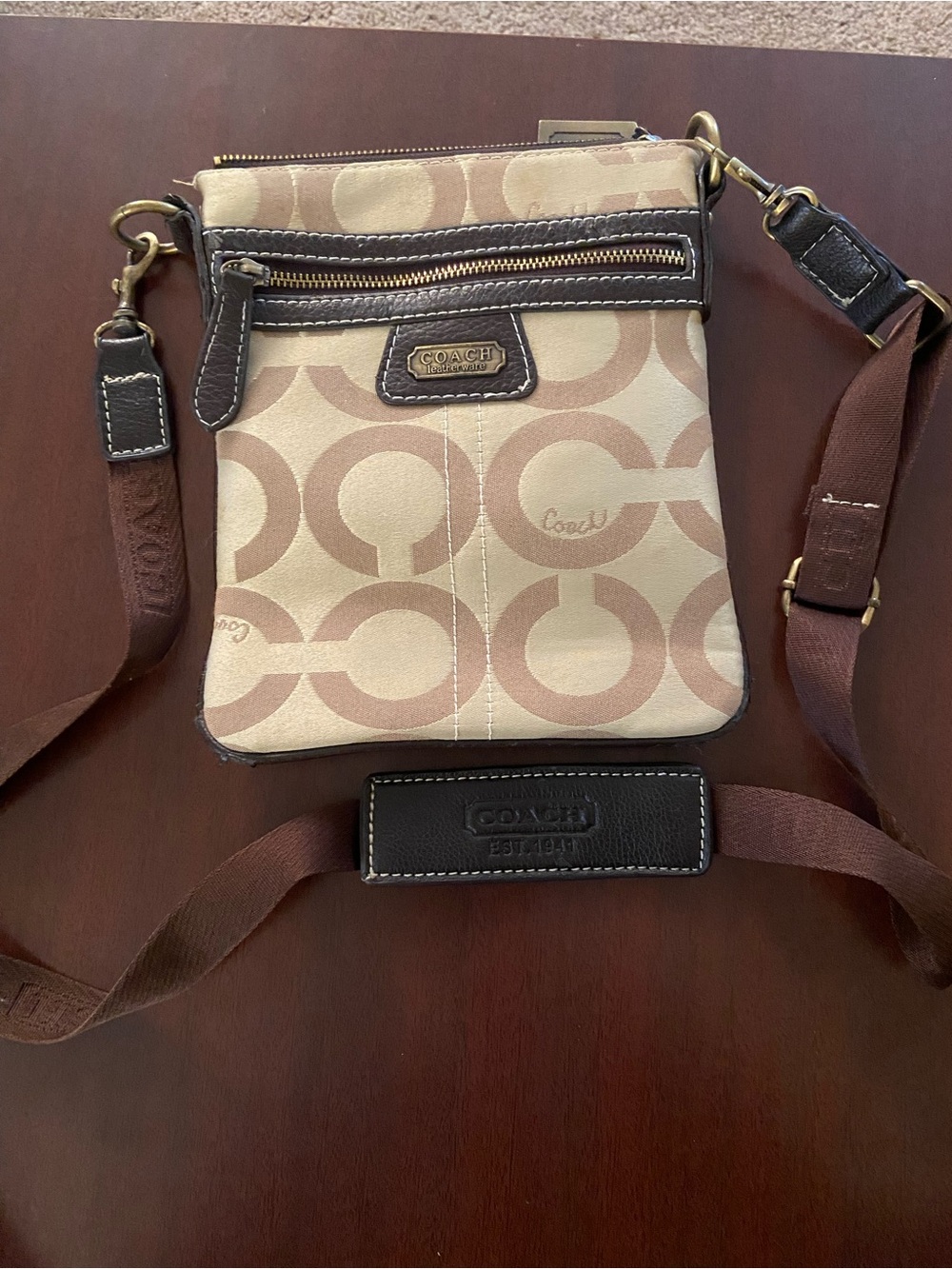 Coach Tan & Brown Signature Waist Bag